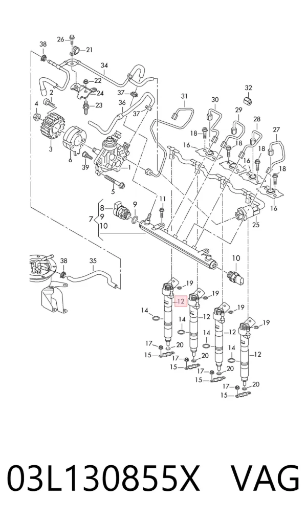 Inyector 03L130855X VAG