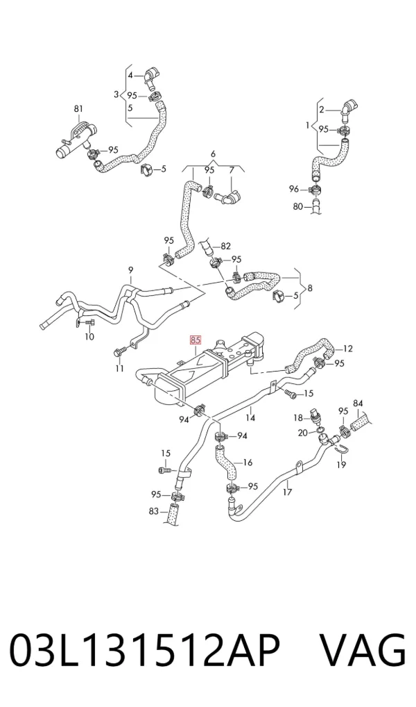 Enfriador de recirculación de gases de escape EGR 03L131512AP VAG