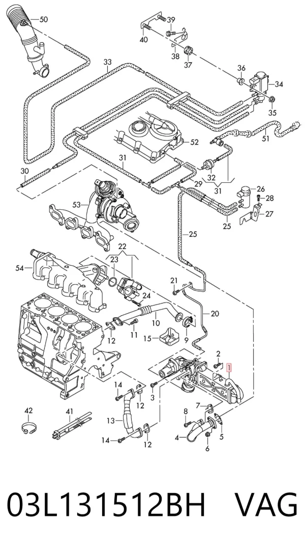 Enfriador de recirculación de gases de escape EGR 03L131512BH VAG