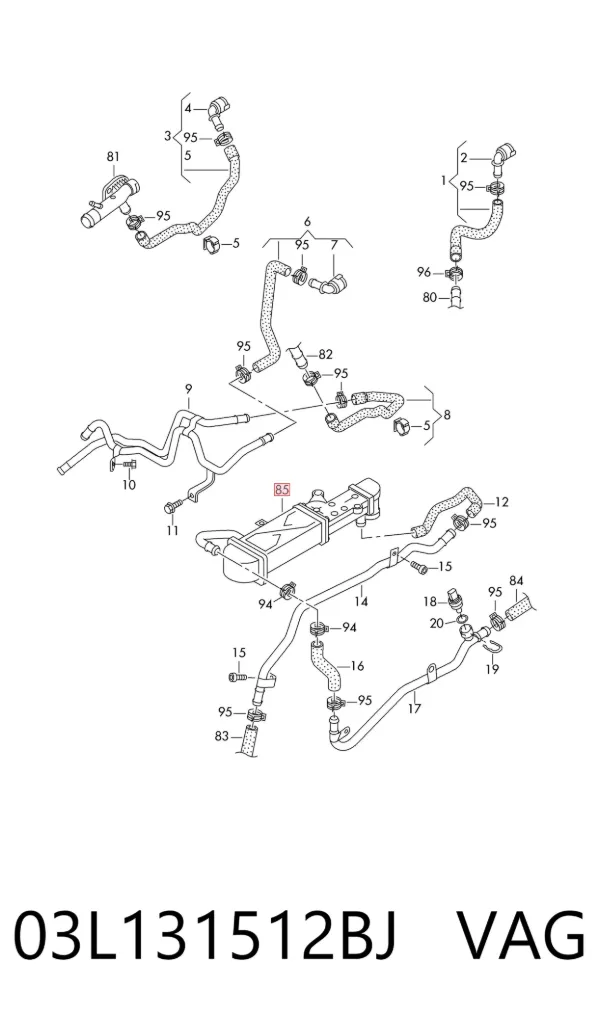 Enfriador de recirculación de gases de escape EGR 03L131512BJ VAG