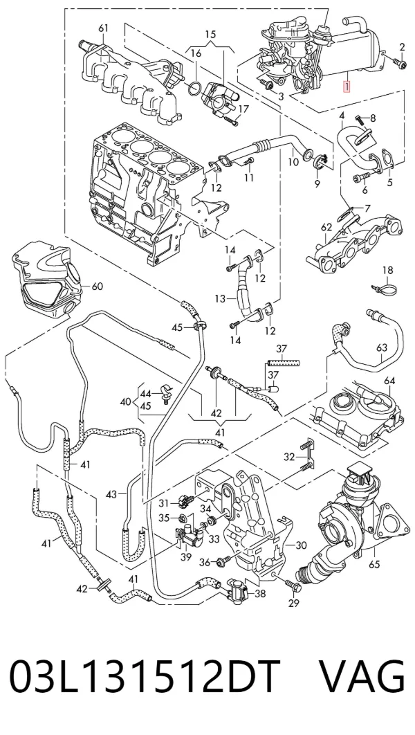 Enfriador de recirculación de gases de escape EGR 03L131512DT VAG