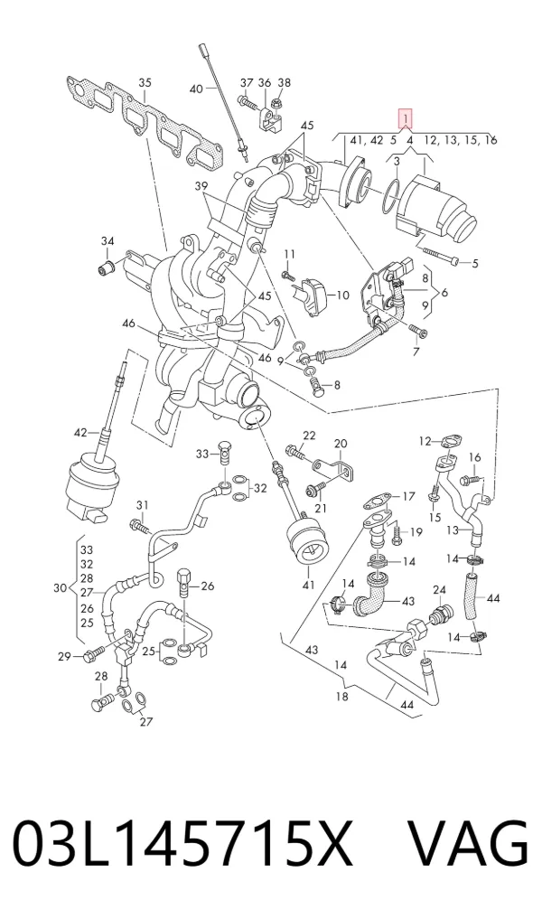 Turbocompresor 03L145715X VAG