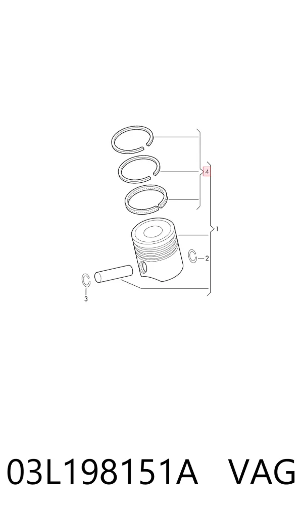 Aros de pistón para 1 cilindro, STD 03L198151A VAG