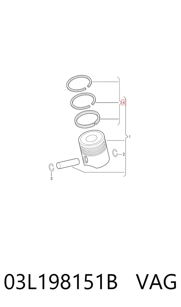 Aros de pistón para 1 cilindro, STD 03L198151B VAG