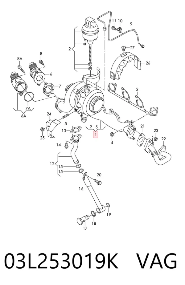 Turbocompresor 03L253019K VAG