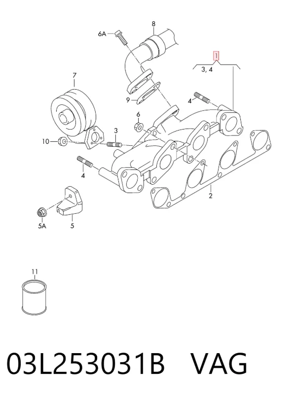 Colector de escape 03L253031B VAG