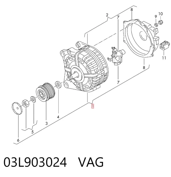 Alternador 03L903024 VAG