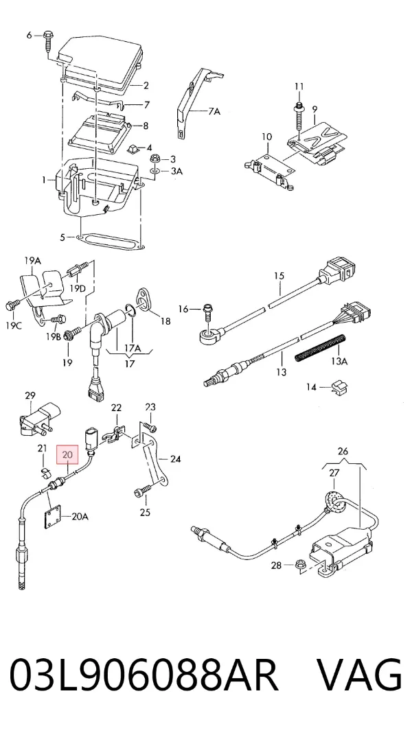 Sensor de temperatura de gases de escape antes de la turbina 03L906088AR VAG