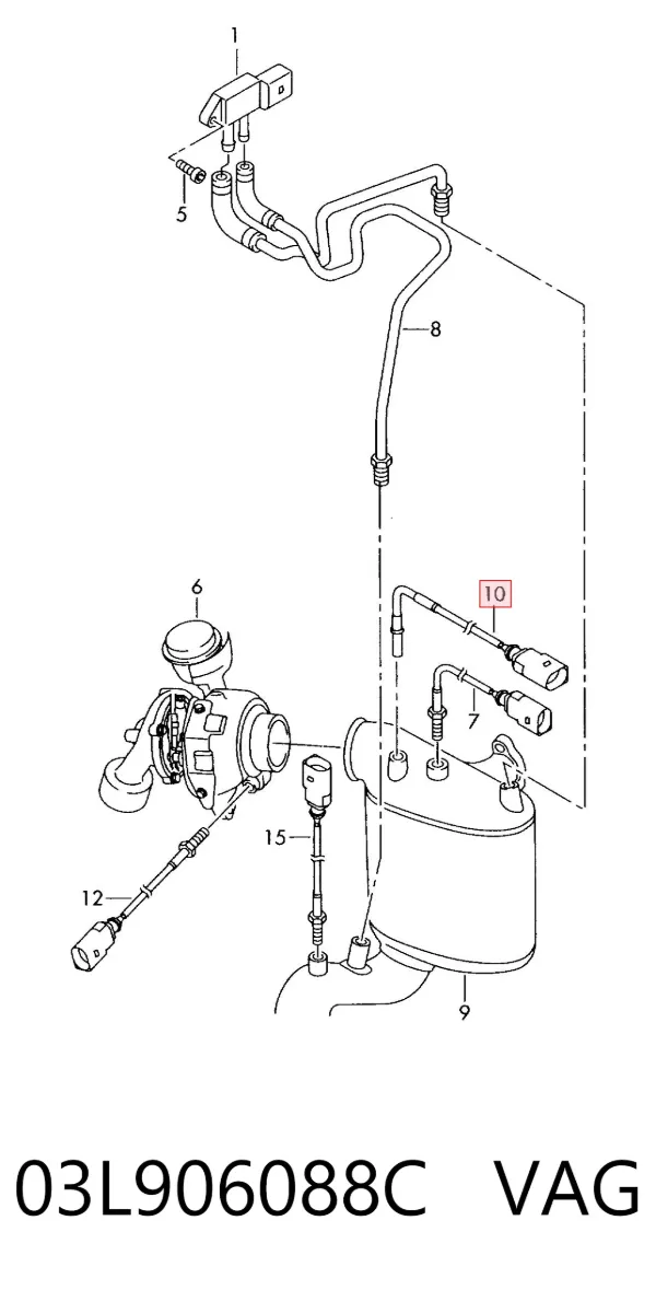 Sensor de temperatura de gases de escape antes del filtro de partículas 03L906088C VAG