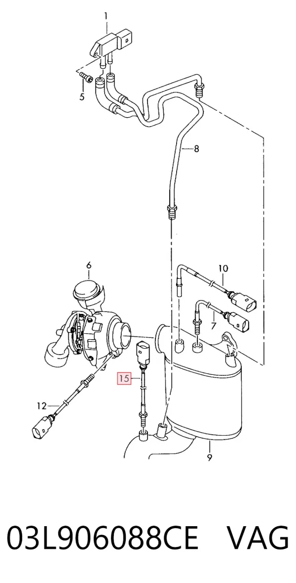 Sensor de temperatura de gases de escape después del filtro de partículas 03L906088CE VAG