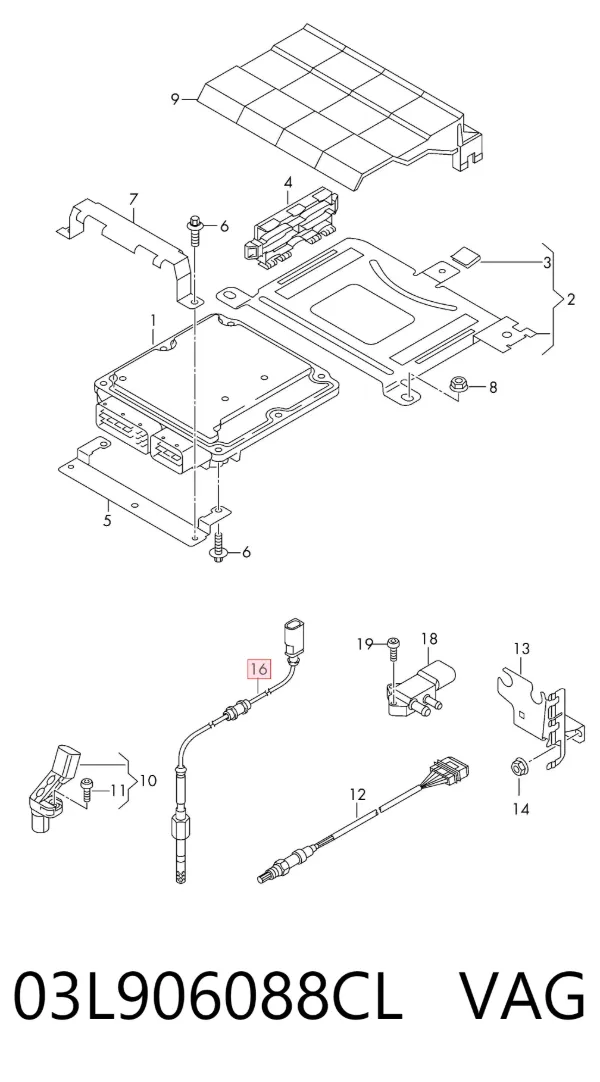 Sensor de temperatura de gases de escape antes del filtro de partículas 03L906088CL VAG