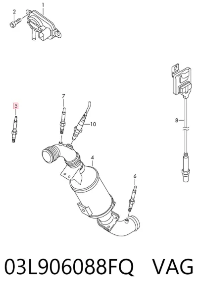 Sensor de temperatura de gases de escape antes de la turbina VAG 03L906088FQ
