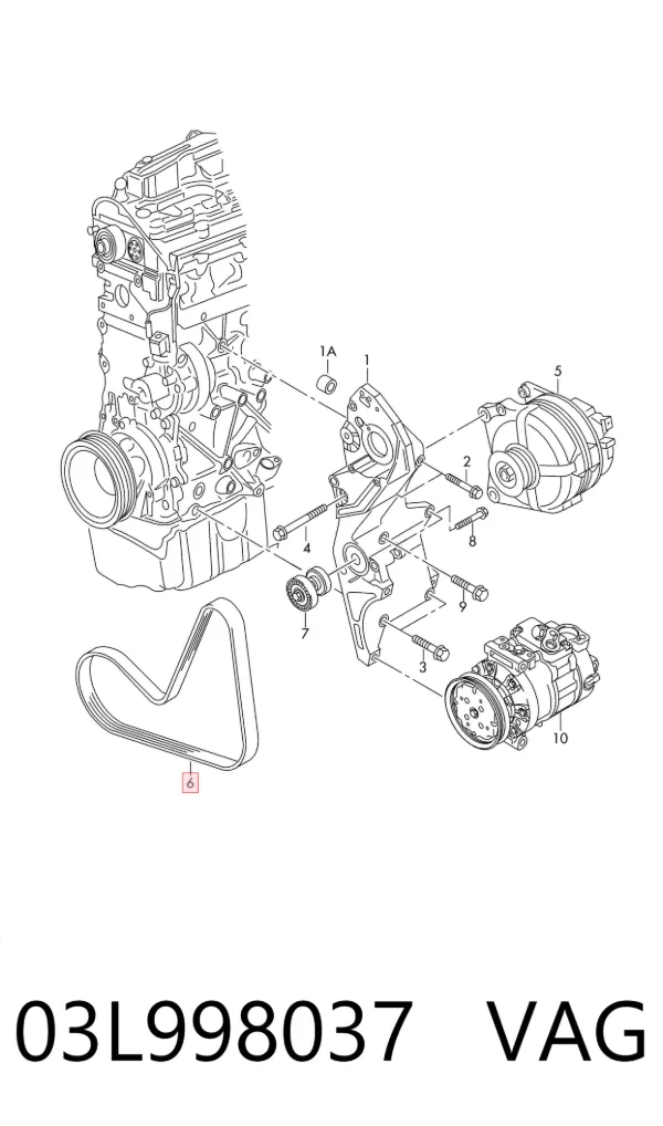 Correa de alternador 03L998037 VAG