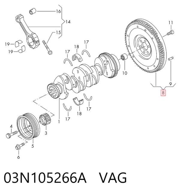 Volante motor 03N105266A VAG