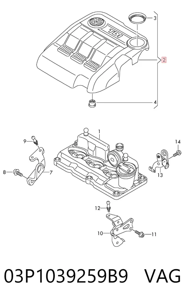 Tapa motor 03P1039259B9 VAG