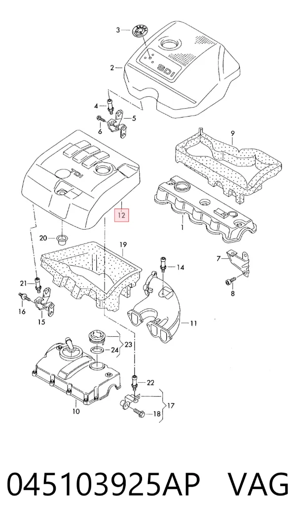 Tapa motor 045103925AP VAG