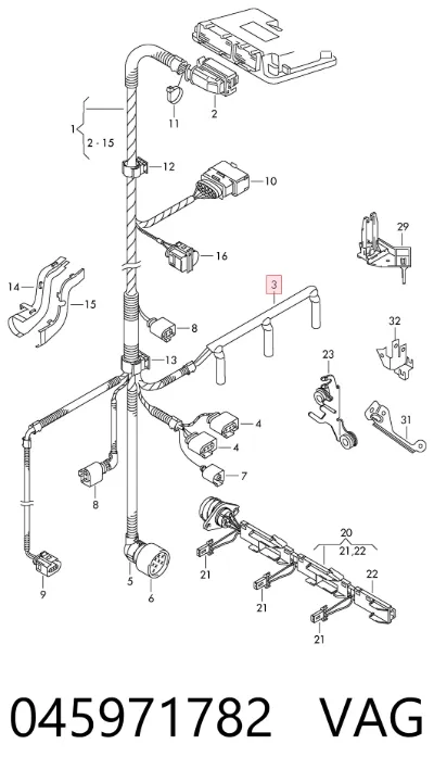 Cable de bujías de precalentamiento VAG 045971782
