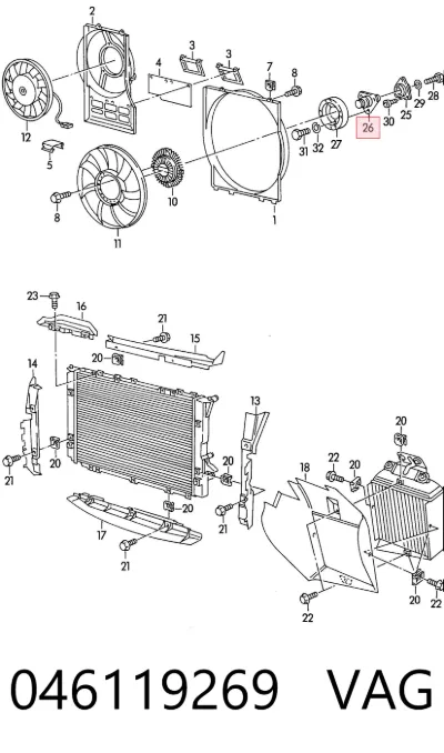 Soporte del acoplamiento viscoso del sistema de refrigeración VAG 046119269