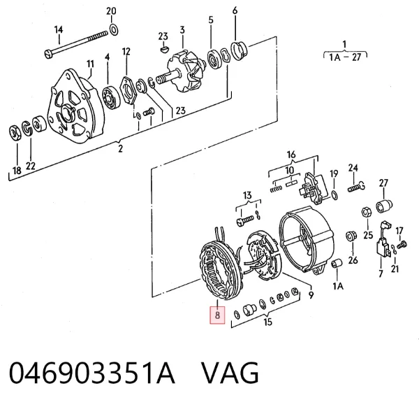 Estátor del alternador 046903351A VAG