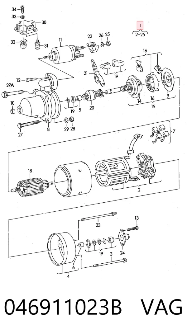 Motor de arranque 046911023B VAG