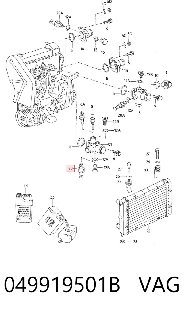 Sensor de temperatura 049919501B VAG