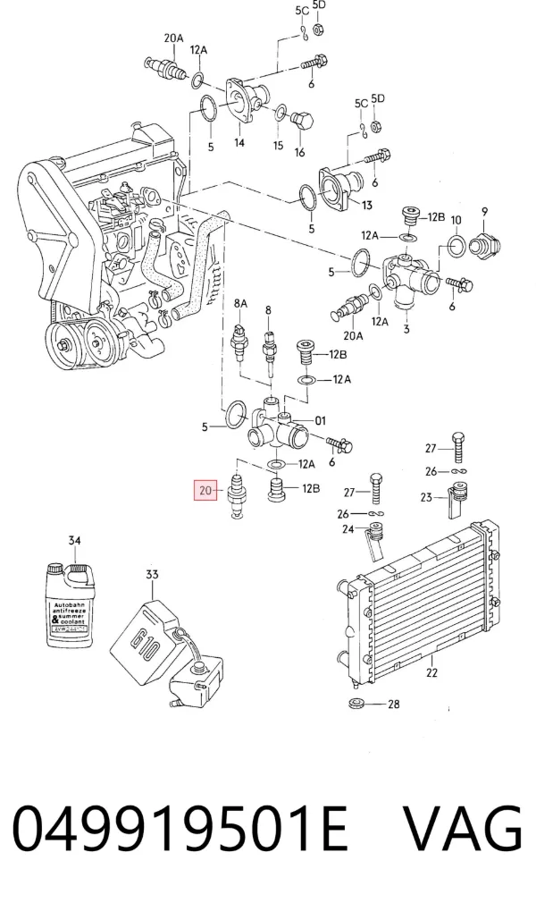 Sensor de temperatura 049919501E VAG