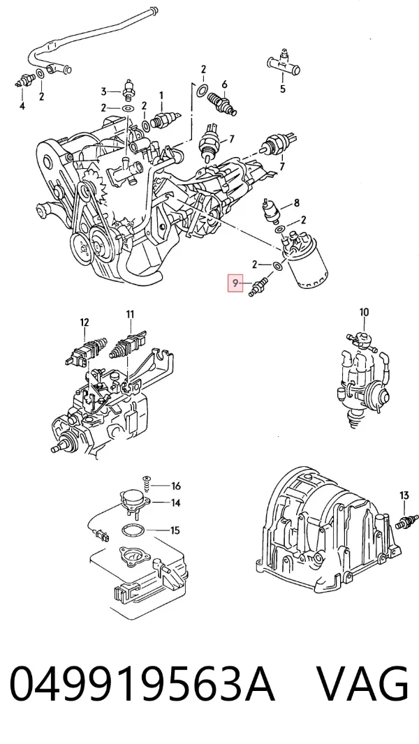 Sensor de temperatura de aceite del motor 049919563A VAG