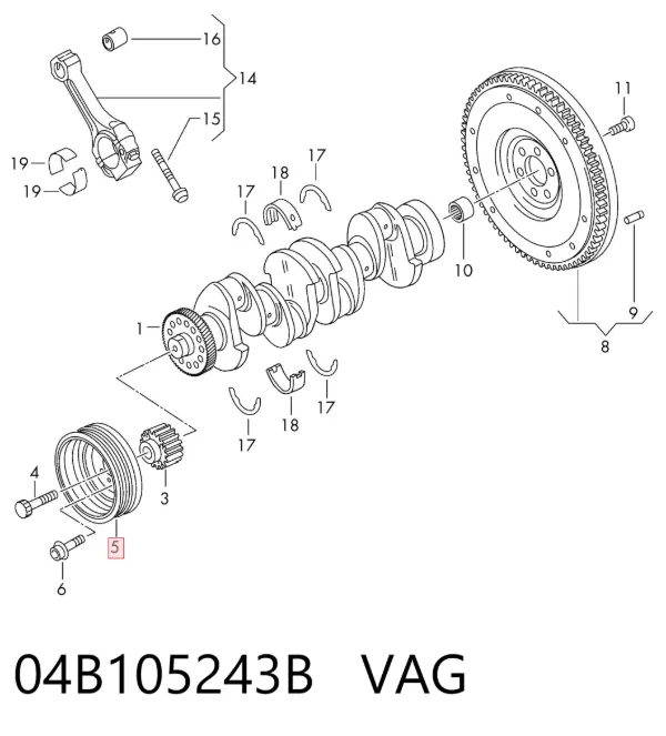 Polea de cigüeñal 04B105243B VAG