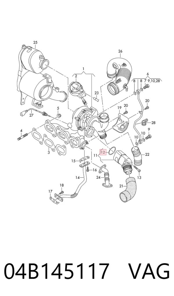 Junta de válvula EGR 04B145117 VAG