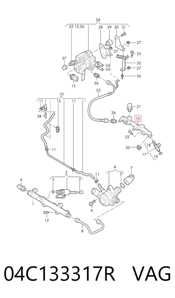 Rampa de combustible 04C133317R VAG