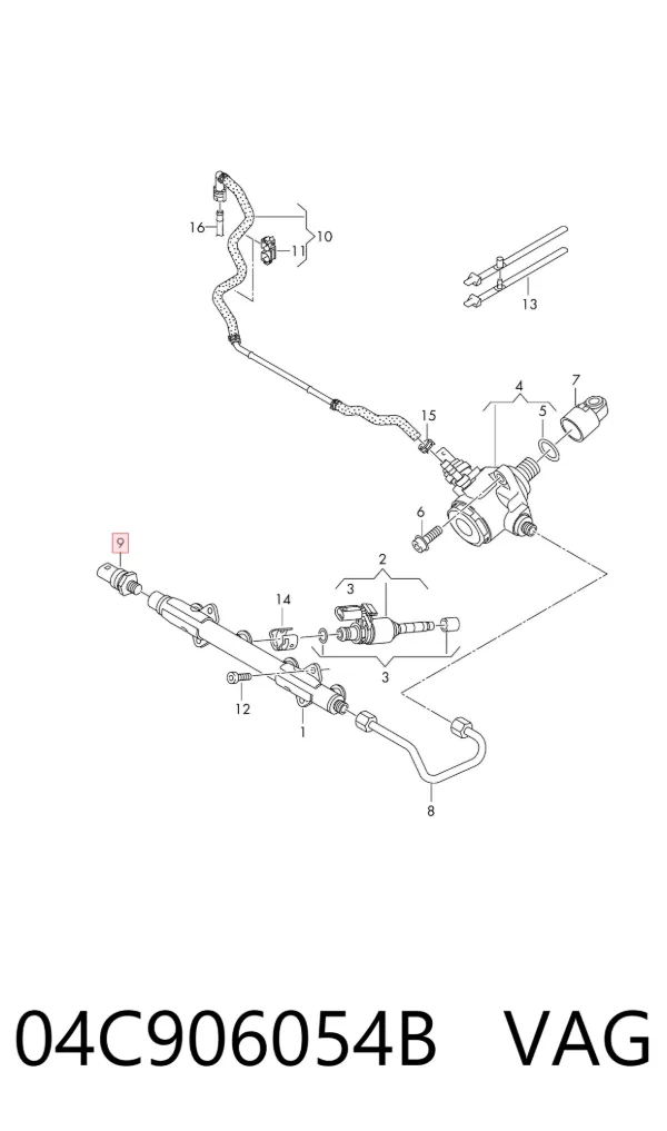 Sensor de presión de combustible 04C906054B VAG