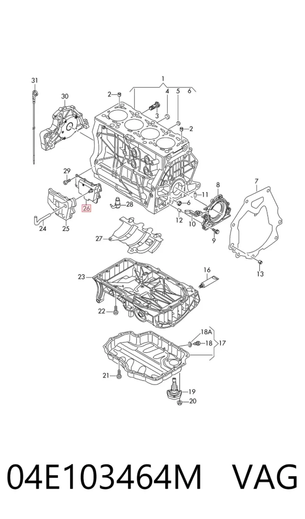 Separador de aceite del sistema de ventilación del cárter 04E103464M VAG
