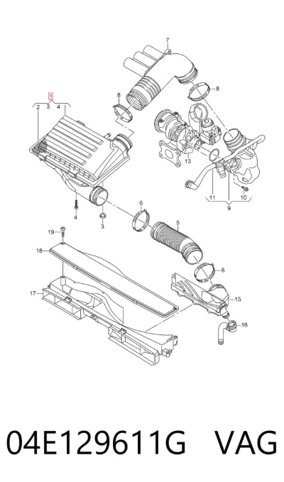 Caja del filtro de aire VAG 04E129611G