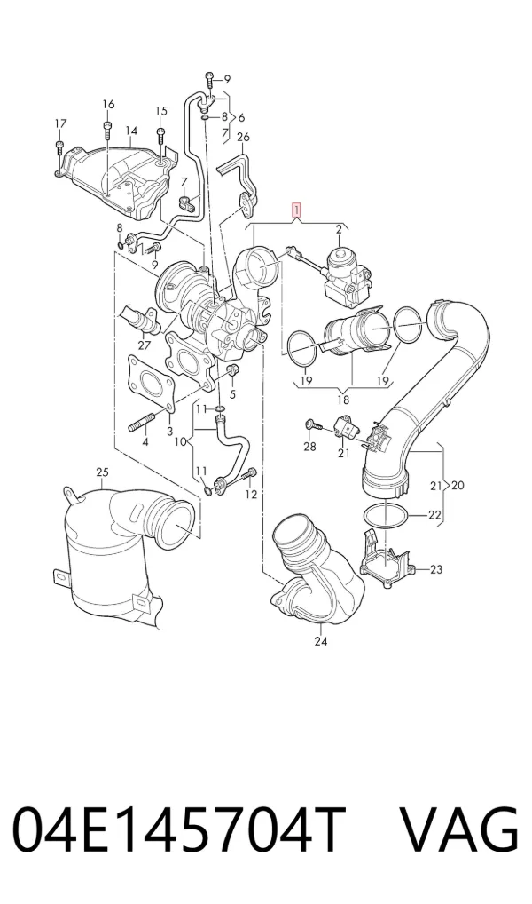 Turbocompresor 04E145704T VAG