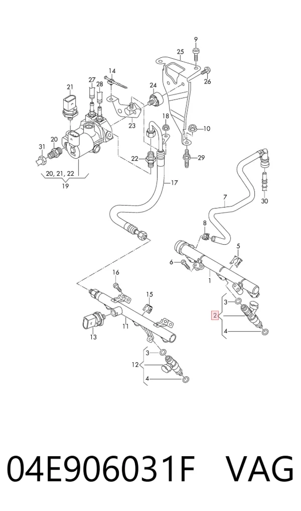 Inyector 04E906031F VAG