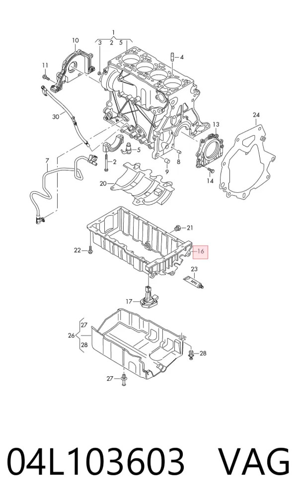 Cárter de aceite del motor 04L103603 VAG