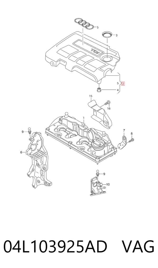 Tapa motor 04L103925AD VAG