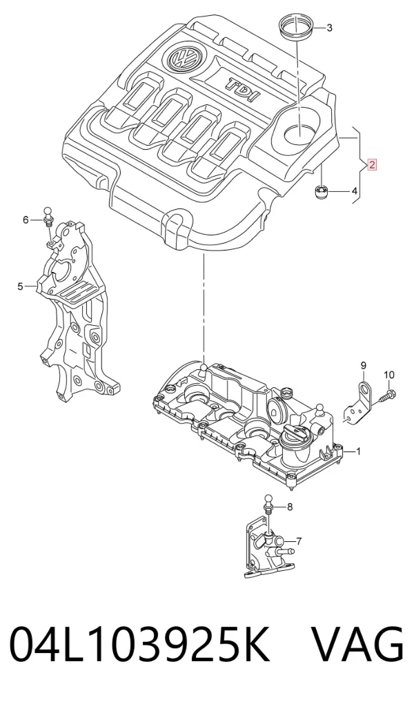 Tapa motor 04L103925K VAG