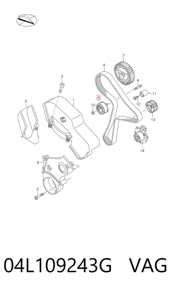 Tensor, correa de distribucion 04L109243G VAG