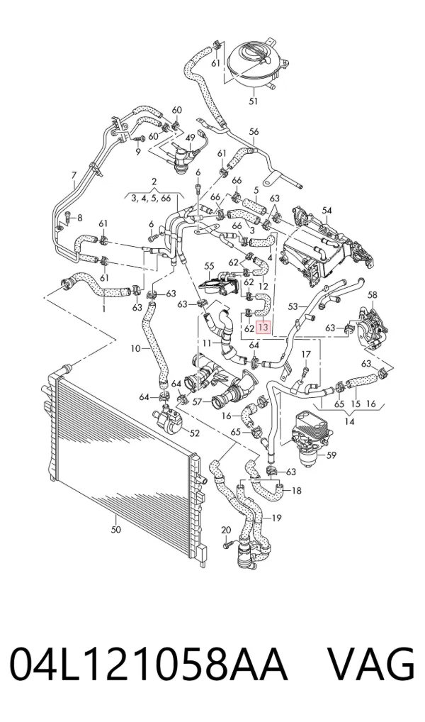 Manguera radiador 04L121058AA VAG