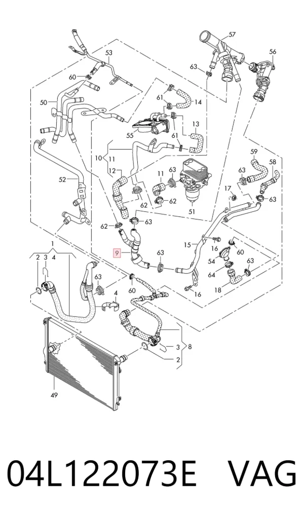 Manguera radiador 04L122073E VAG