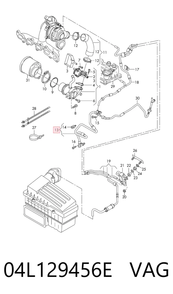 Manguera de vacío de control de EGR 04L129456E VAG