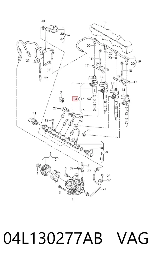 Inyector 04L130277AB VAG