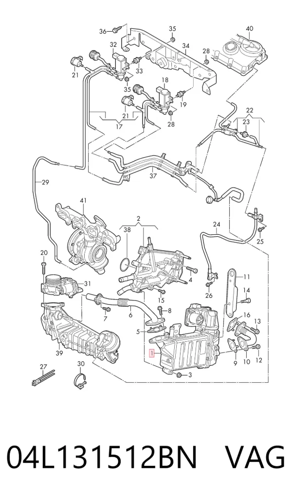 Enfriador de recirculación de gases de escape EGR 04L131512BN VAG