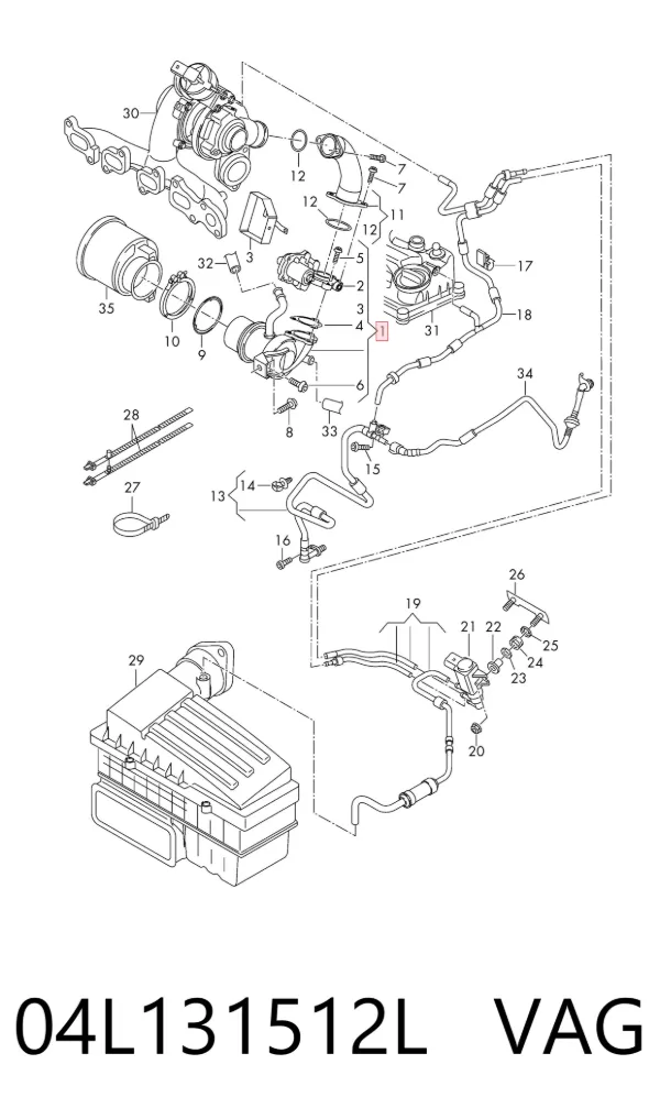 Enfriador de recirculación de gases de escape EGR 04L131512L VAG