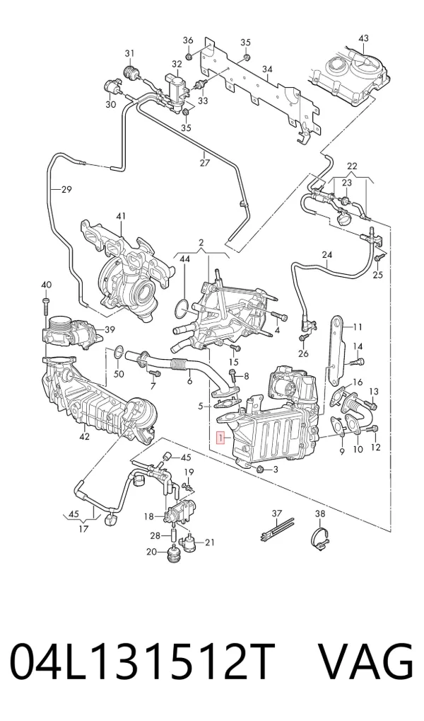 Enfriador de recirculación de gases de escape EGR 04L131512T VAG