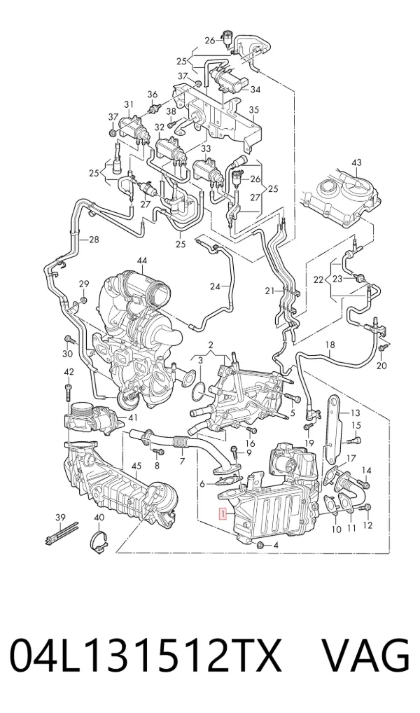 Enfriador de recirculación de gases de escape EGR 04L131512TX VAG