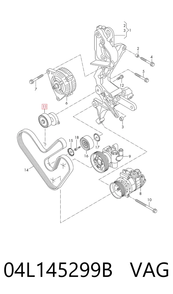 Tensor de correa poli V 04L145299B VAG