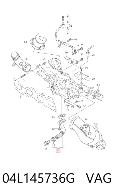 Tubo de drenaje de aceite de turbocompresor VAG 04L145736G