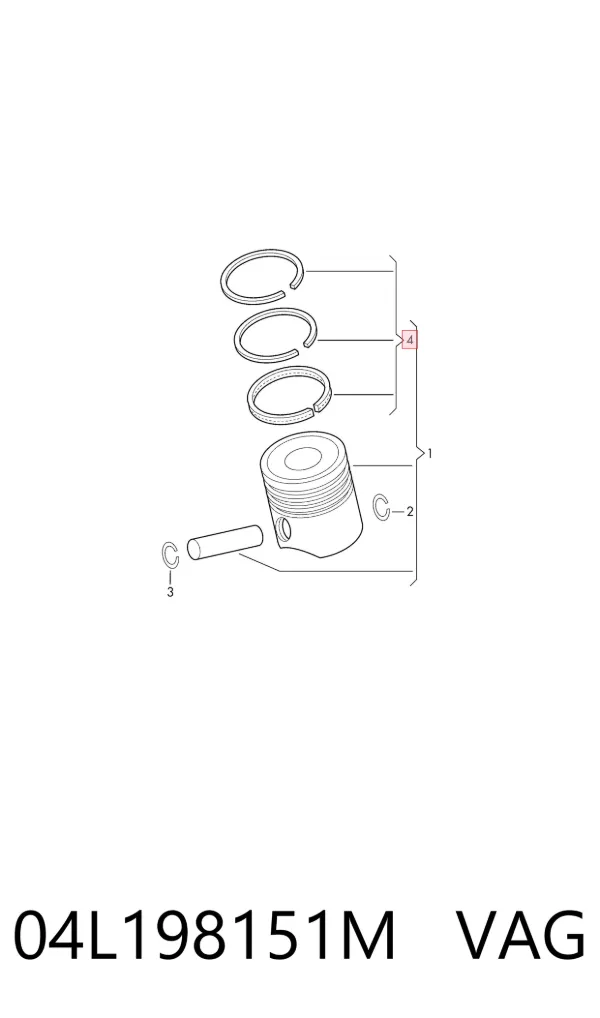 Aros de pistón para 1 cilindro, STD 04L198151M VAG